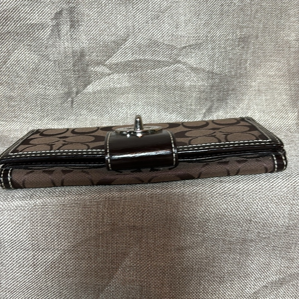 Vintage COACH Signature Slim Envelope Credit Card Wallet Chocolate Brown - Picture 5 of 10